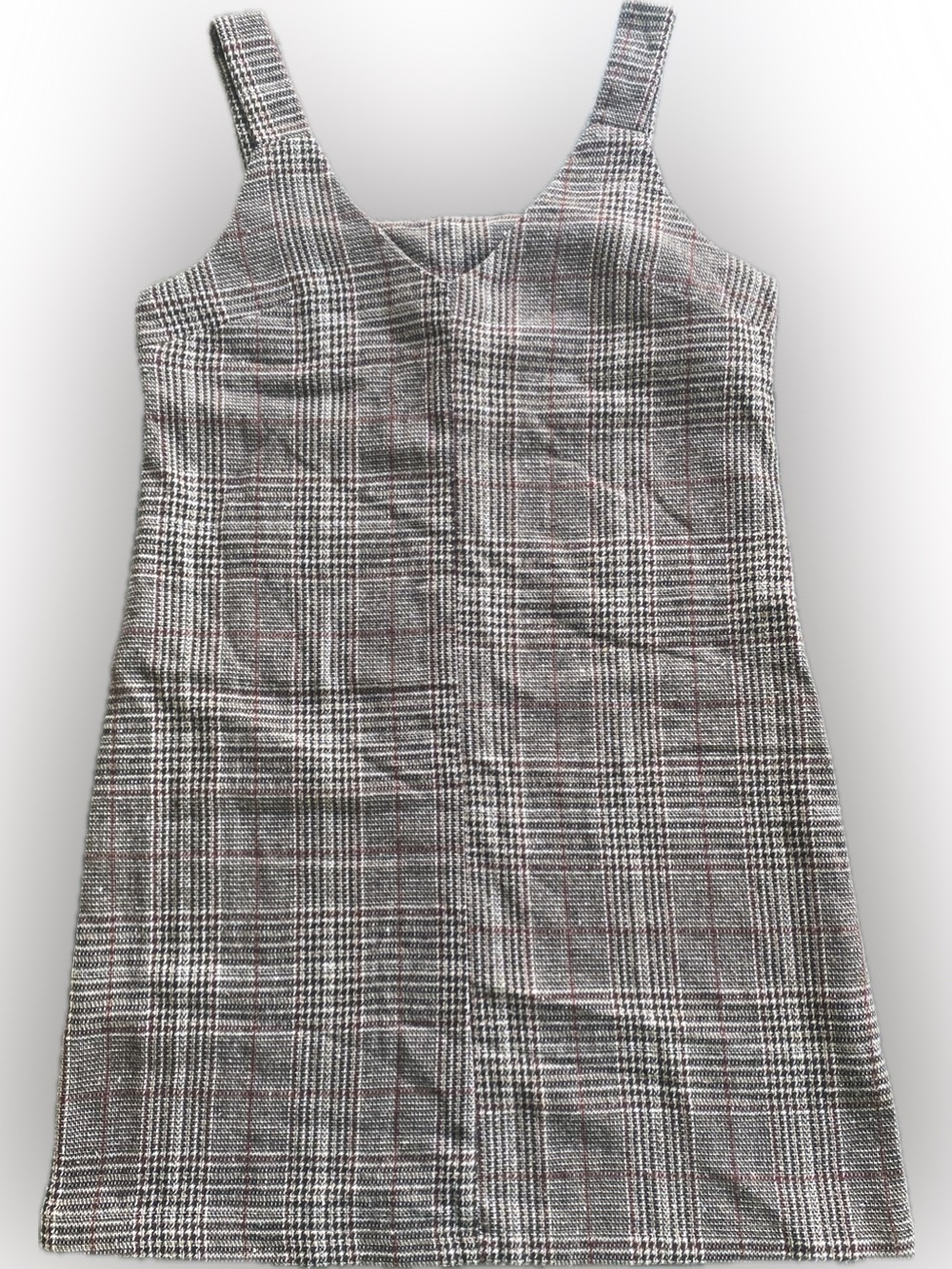 Plaid Mini Dress with Subtle Red Windowpane